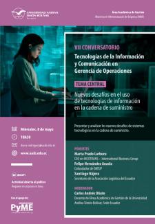 La Dra. Marta Prado Larburu, ponente en el VII Conversatorio sobre Tecnologías de la Información y Comunicación en Gerencia de Operaciones, Universidad Andina Simón Bolívar - Sede Ecuador