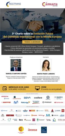 La Dra. Marta Prado Larburu, disertante en el tercer webinar sobre la &quoEvolución futura del comercio internacional con la mirada de Europa&quo para la CECRA